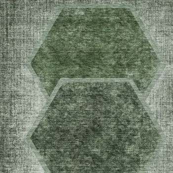 5' X 8' Olive Green And Artichoke Green Geometric Washable Indoor Outdoor Area Rug