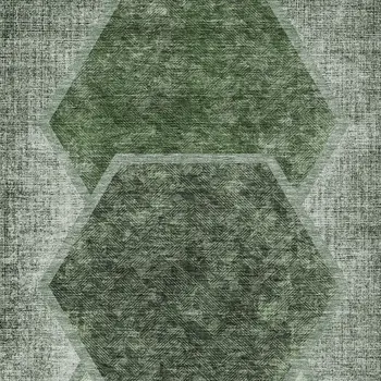 10' X 14' Olive Green And Artichoke Green Geometric Washable Indoor Outdoor Area Rug