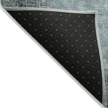 3' X 5' Teal Blue Aqua And Ivory Geometric Washable Indoor Outdoor Area Rug