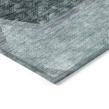 3' X 5' Teal Blue Aqua And Ivory Geometric Washable Indoor Outdoor Area Rug