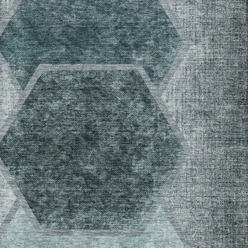 10' X 14' Teal Blue Aqua And Ivory Geometric Washable Indoor Outdoor Area Rug