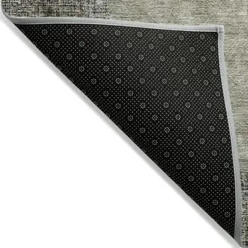 10' X 14' Taupe Beige And Chocolate Geometric Washable Indoor Outdoor Area Rug