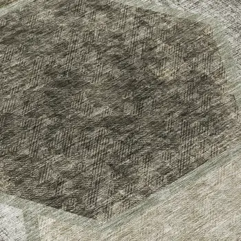 10' X 14' Taupe Beige And Chocolate Geometric Washable Indoor Outdoor Area Rug