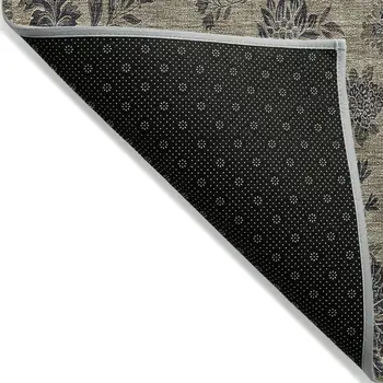 9' X 12' Brown Beige And Chocolate Floral Washable Indoor Outdoor Area Rug
