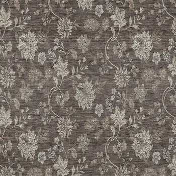 9' X 12' Chocolate Beige And Taupe Floral Washable Indoor Outdoor Area Rug