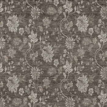 10' X 14' Chocolate Beige And Taupe Floral Washable Indoor Outdoor Area Rug