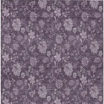 3' X 5' Plum Purple And Lavender Floral Washable Indoor Outdoor Area Rug