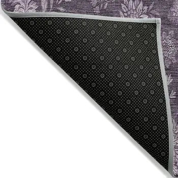 10' X 14' Plum Purple And Lavender Floral Washable Indoor Outdoor Area Rug