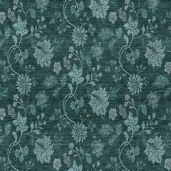 8' X 10' Teal Blue And Aqua Floral Washable Indoor Outdoor Area Rug