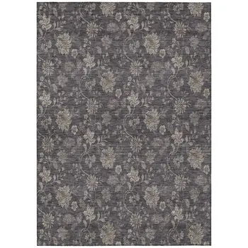 8' X 10' Taupe And Beige Floral Washable Indoor Outdoor Area Rug