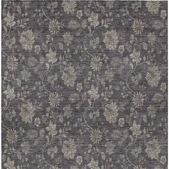 8' X 10' Taupe And Beige Floral Washable Indoor Outdoor Area Rug