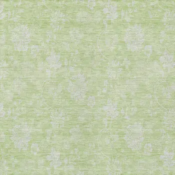 3' X 5' Artichoke Green Mint Green And Ivory Floral Washable Indoor Outdoor Area Rug