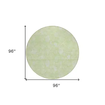 8' Artichoke Green Mint Green And Ivory Round Floral Washable Indoor Outdoor Area Rug