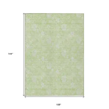 9' X 12' Artichoke Green Mint Green And Ivory Floral Washable Indoor Outdoor Area Rug