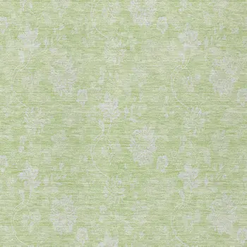 9' X 12' Artichoke Green Mint Green And Ivory Floral Washable Indoor Outdoor Area Rug