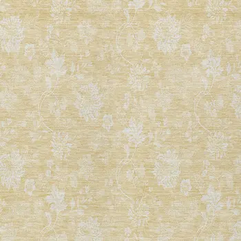 10' X 14' Yellow Wheat And Ivory Floral Washable Indoor Outdoor Area Rug
