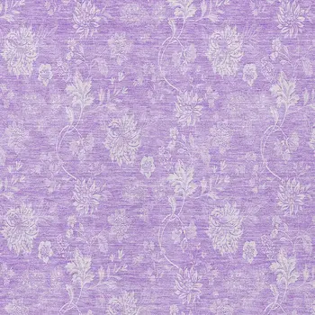 5' X 8' Lavender And Lilac Floral Washable Indoor Outdoor Area Rug