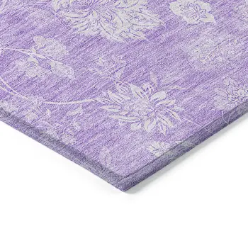 5' X 8' Lavender And Lilac Floral Washable Indoor Outdoor Area Rug