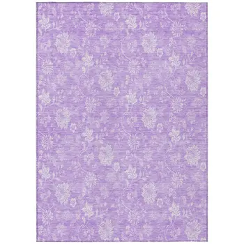 8' X 10' Lavender And Lilac Floral Washable Indoor Outdoor Area Rug