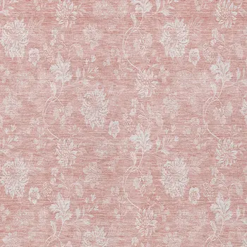 8' X 10' Pink Ivory And Blush Floral Washable Indoor Outdoor Area Rug