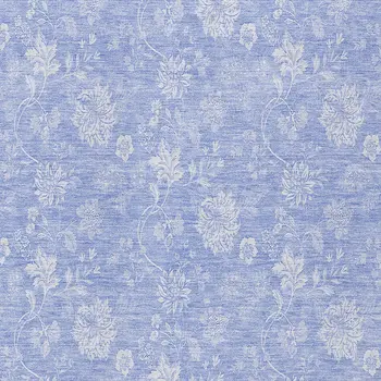 3' X 5' Sky Blue Denim Blue And Ivory Floral Washable Indoor Outdoor Area Rug