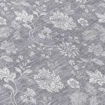 8' Gray Silver And Ivory Round Floral Washable Indoor Outdoor Area Rug