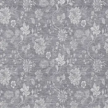 9' X 12' Gray Silver And Ivory Floral Washable Indoor Outdoor Area Rug