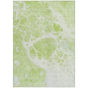 3' X 5' Artichoke Green And Ivory Nautical Washable Indoor Outdoor Area Rug