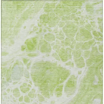 9' X 12' Artichoke Green And Ivory Nautical Washable Indoor Outdoor Area Rug
