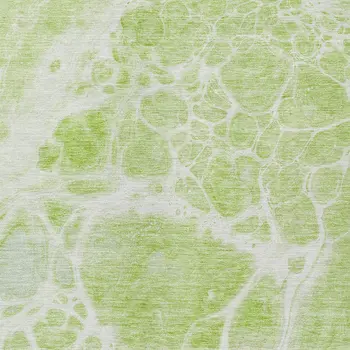 9' X 12' Artichoke Green And Ivory Nautical Washable Indoor Outdoor Area Rug