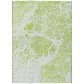 10' X 14' Artichoke Green And Ivory Nautical Washable Indoor Outdoor Area Rug