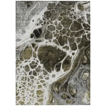 3' X 5' Chocolate Beige And Taupe Nautical Washable Indoor Outdoor Area Rug
