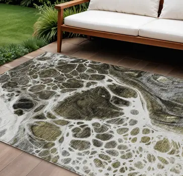 9' X 12' Chocolate Beige And Taupe Nautical Washable Indoor Outdoor Area Rug