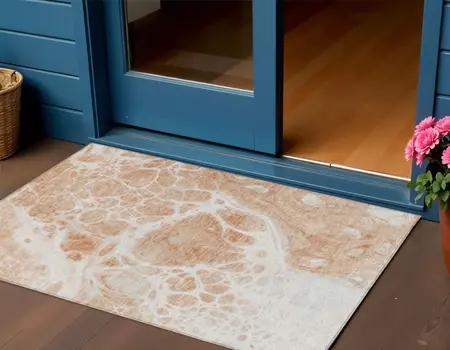 3' X 5' Copper And Ivory Nautical Washable Indoor Outdoor Area Rug