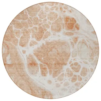 8' Copper And Ivory Round Nautical Washable Indoor Outdoor Area Rug