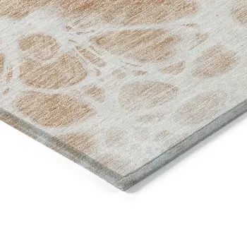9' X 12' Copper And Ivory Nautical Washable Indoor Outdoor Area Rug