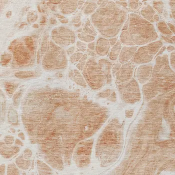 9' X 12' Copper And Ivory Nautical Washable Indoor Outdoor Area Rug