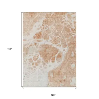 10' X 14' Copper And Ivory Nautical Washable Indoor Outdoor Area Rug