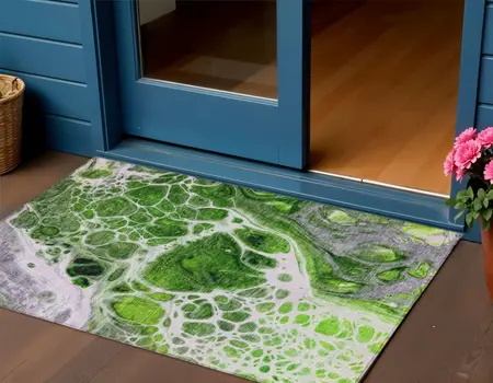 3' X 5' Lime Green And Gray Nautical Washable Indoor Outdoor Area Rug