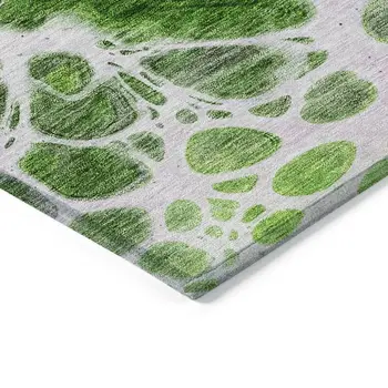 3' X 5' Lime Green And Gray Nautical Washable Indoor Outdoor Area Rug