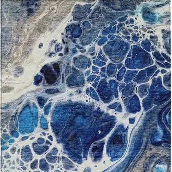 8' X 10' Navy Blue And Gray Nautical Washable Indoor Outdoor Area Rug