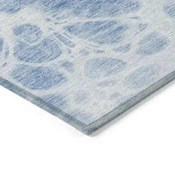 3' X 5' Sky Blue And Denim Blue Nautical Washable Indoor Outdoor Area Rug
