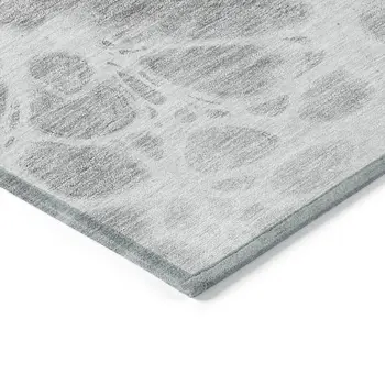10' X 14' Gray Silver And Ivory Nautical Washable Indoor Outdoor Area Rug