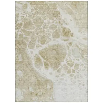 3' X 5' Taupe Beige And Ivory Nautical Washable Indoor Outdoor Area Rug