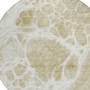 8' Taupe Beige And Ivory Round Nautical Washable Indoor Outdoor Area Rug