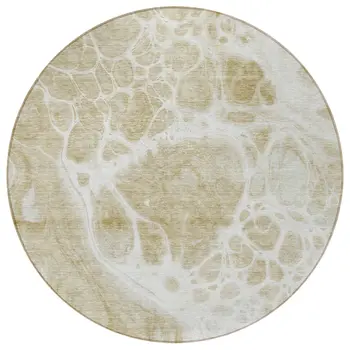 8' Taupe Beige And Ivory Round Nautical Washable Indoor Outdoor Area Rug