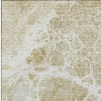 8' X 10' Taupe Beige And Ivory Nautical Washable Indoor Outdoor Area Rug