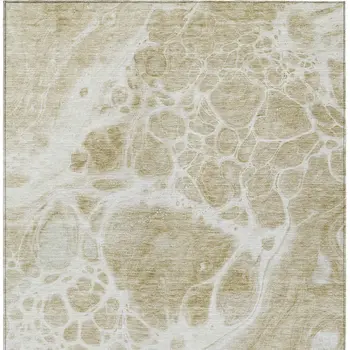 10' X 14' Taupe Beige And Ivory Nautical Washable Indoor Outdoor Area Rug