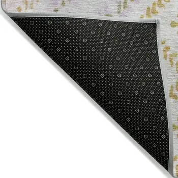 8' X 10' Pearl Ivory And Artichoke Green Geometric Washable Indoor Outdoor Area Rug