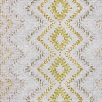 10' X 14' Pearl Ivory And Artichoke Green Geometric Washable Indoor Outdoor Area Rug